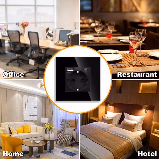 Klass 크리스탈 유리 벽면 소켓 Zigbee 측정 기능 스마트 소켓
